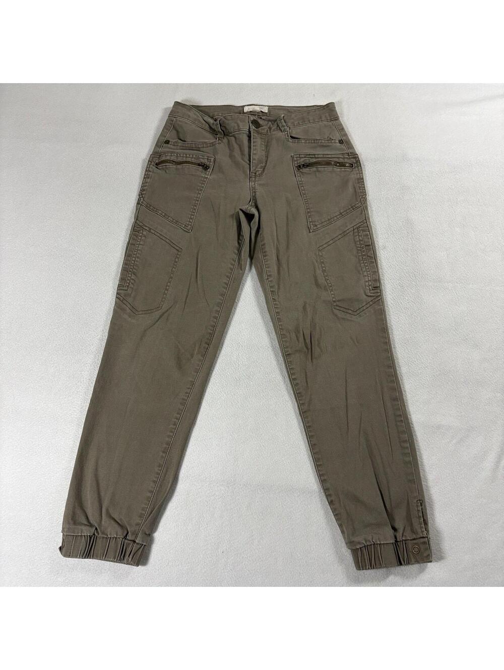 Jolt Cargo Jogger Pants Womens Olive Utility Zip Pocket Stretch Size 7 26x25